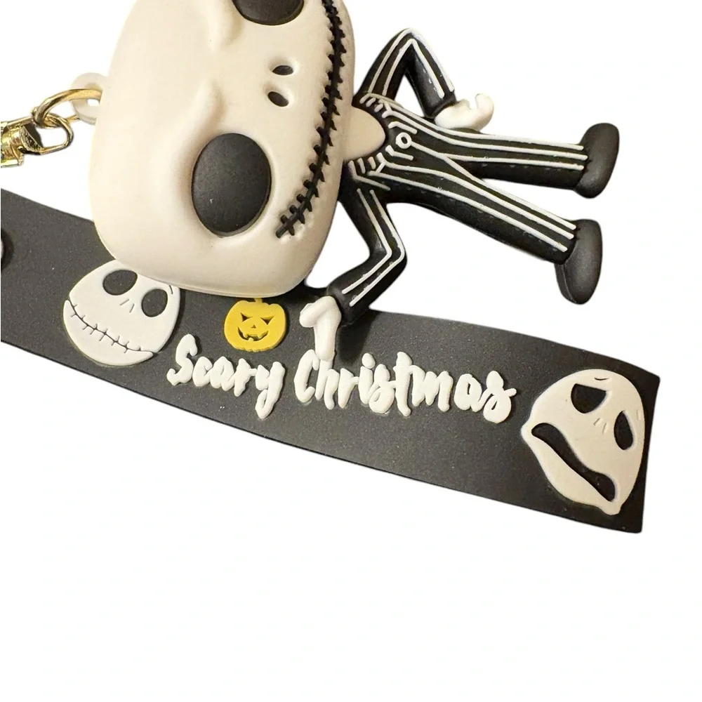 Black and White Striped Skellington Keychain‎